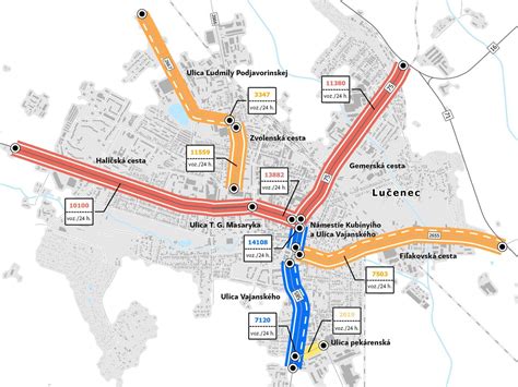 Mapa Hlavnej ulice v Lučenci s vyznačenými reštauráciami