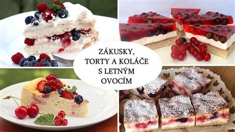 Koláž letných koláčov s želatínovou vrstvou