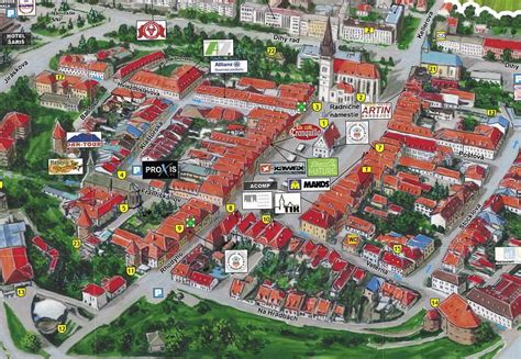 Mapa Banskej Bystrice s vyznačenými pizzeriami