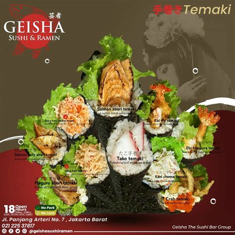 Vegetariánske sushi menu Geisha Sushi