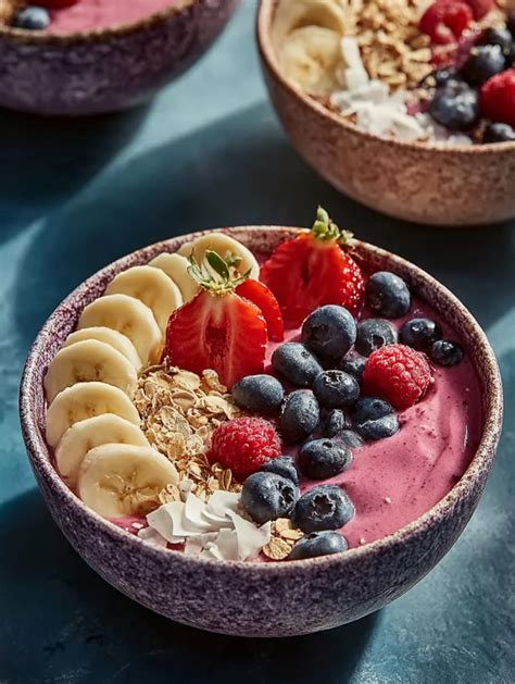 Farebné ovocné smoothie bowls