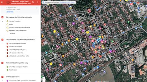 Mapa Pezinka s vyznačenými pizzeriami