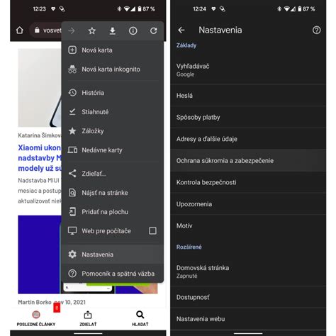 Screenshot nastavenia blokovania súborov cookie v prehliadači Opera pre Android