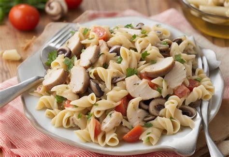 Nutričné hodnoty cestovín s kuracím mäsom a šampiňónmi