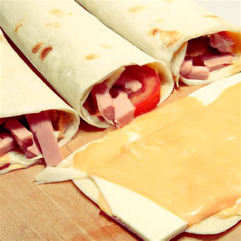 farebná tortilla plnená syrom a šunkou