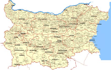Mapa Bulharska s vyznačeným mestom Plovdiv