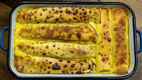 Zapečené palacinky s tvarohovou náplňou