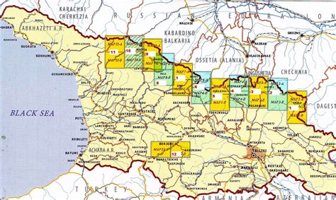 Mapa Gruzínska a Abcházska