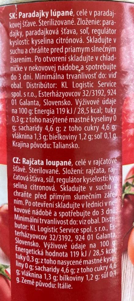 Nutričné hodnoty paradajky