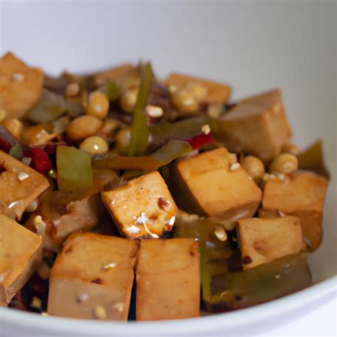 Wok plný tofu a rôznofarebnej zeleniny