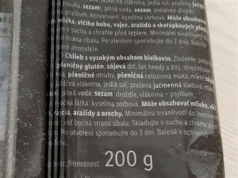 Grafické znázornenie zloženia proteínového chleba