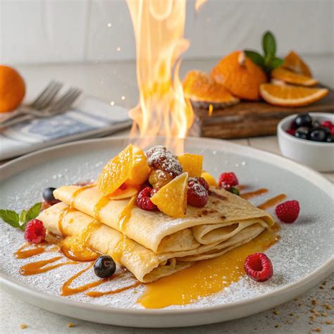 Crêpes Suzette servírované s flambovaním