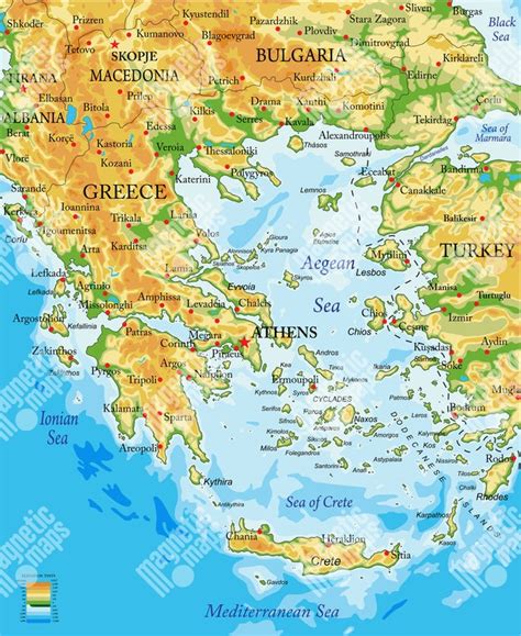 Mapa Grécka s vyznačenými turistickými destináciami