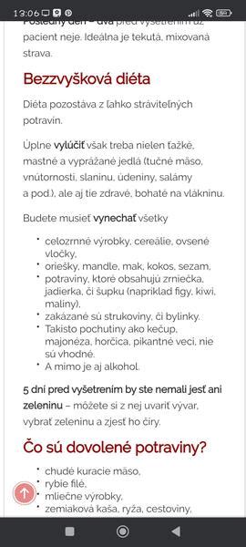 Príklady povolených a zakázaných potravín pred kolonoskopiou