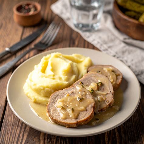 Bravčové soté so šampiňónmi a zemiakovou kašou
