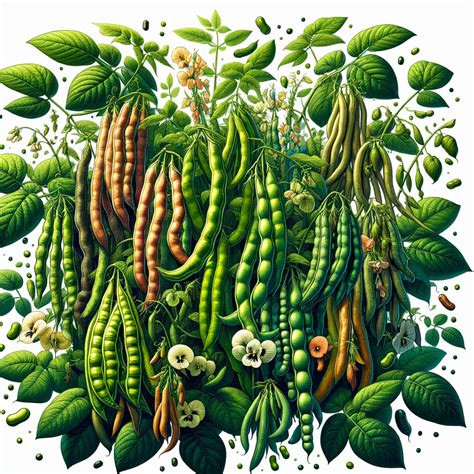 Ilustrácia rôznych odrôd fazuľových strukov