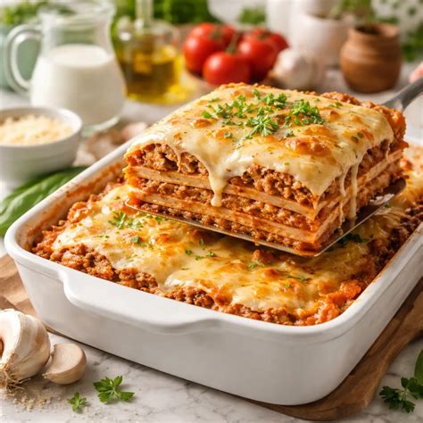 Vrstvenie lasagní s bešamelovou omáčkou