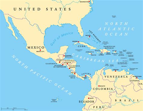 Mapa Strednej Ameriky s vyznačením výskytu opuncie a sopky Popocatepetl