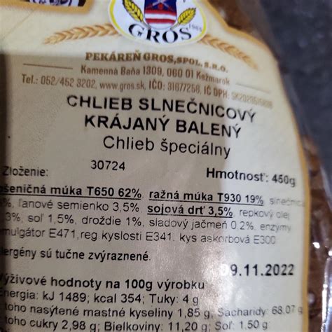 Porovnanie zloženia na etikete baleného chleba