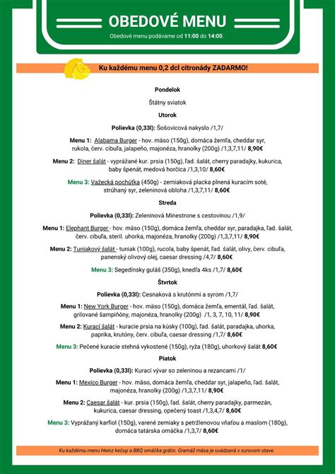 Rôzne typy obedových menu