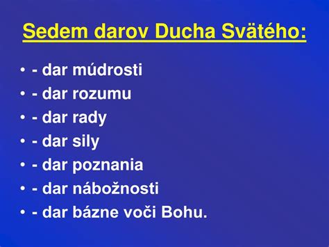 Zobrazenie siedmich darov Ducha Svätého