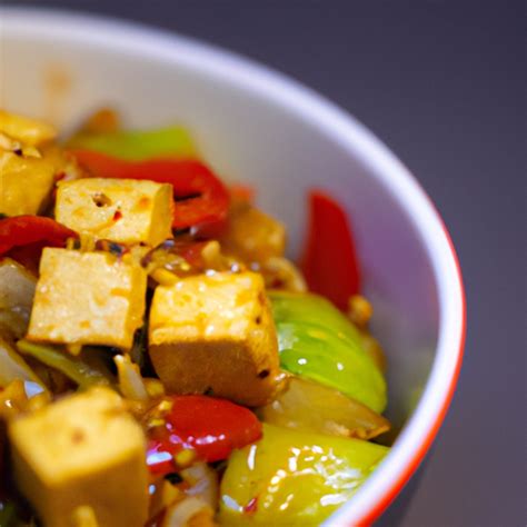 panvica wok s chrumkavým tofu a farebnou zeleninou
