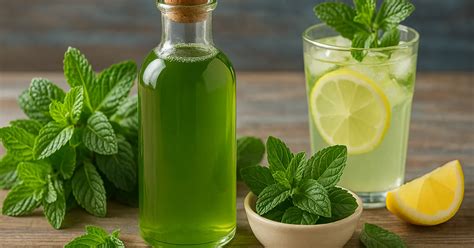 pripravený mätový sirup