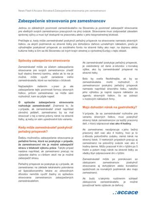 Možnosti zabezpečenia stravovania zamestnancov