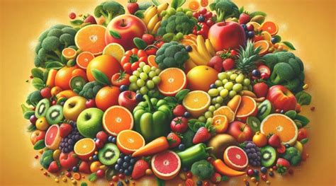 Koláž ovocia a zeleniny bohatých na vitamín C a antioxidanty.