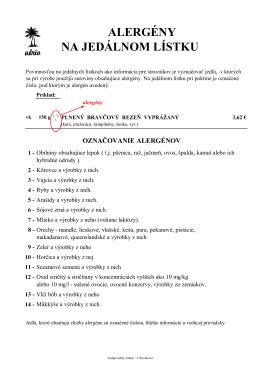 Ilustračná schéma označovania alergénov v jedálnom lístku
