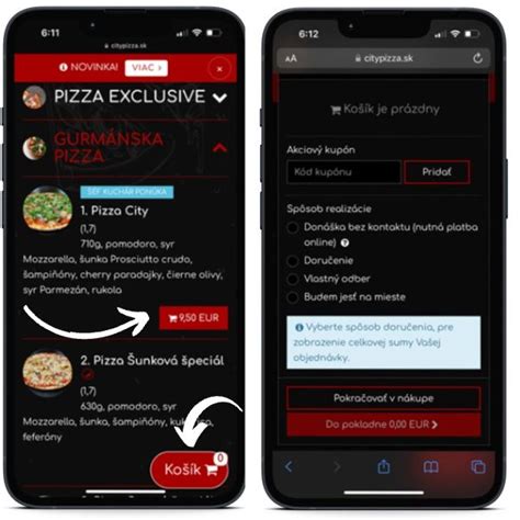 Grafický návod ako objednať pizzu online