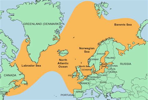 Mapa rozšírenia lososa atlantického