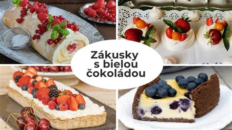 Koláž rôznych smotanových zákuskov s ovocím a čokoládou