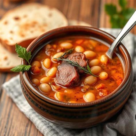 Ilustračná fotka fazuľovej polievky s údeným mäsom