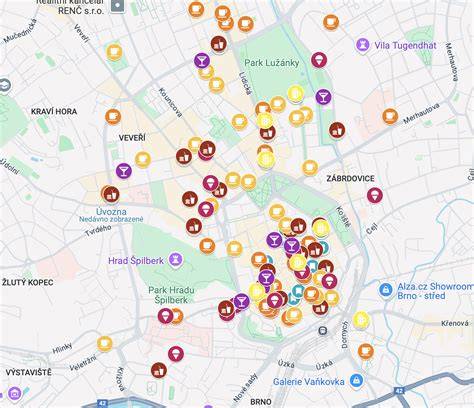 Mapa bezlepkových podnikov v Brne