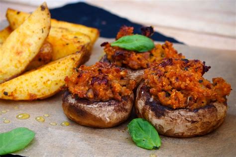 Zapečené plnené šampiňóny