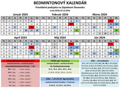 Kalendár sezóny nakladačiek
