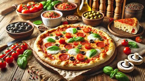 Pripravená pizza s rôznymi ingredienciami