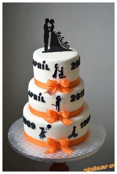Príklady svadobných tort so siluetami mladomanželov