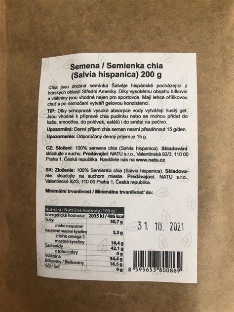 nutričné hodnoty chia semienok