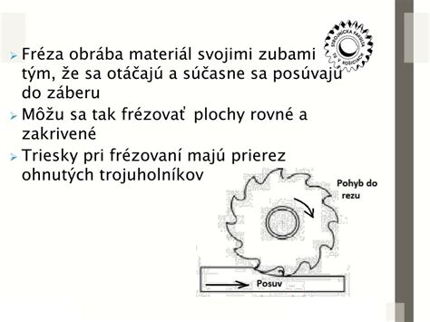 Schéma znázorňujúca hĺbku a šírku rezu pri frézovaní