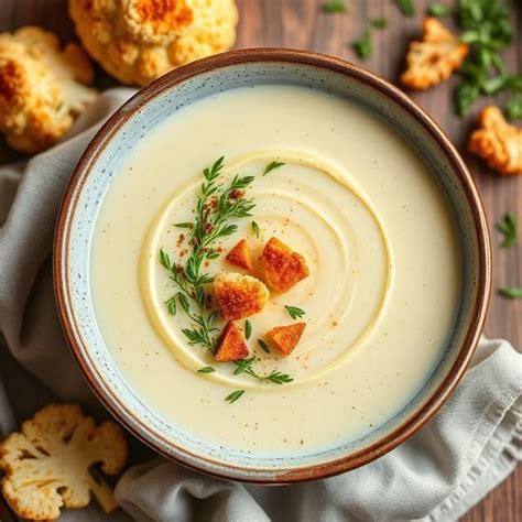 Servírovaná polievka z karfiolu