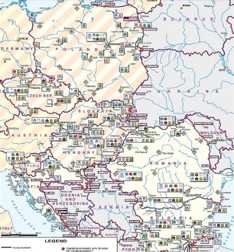Mapa rozšírenia langošov v strednej Európe