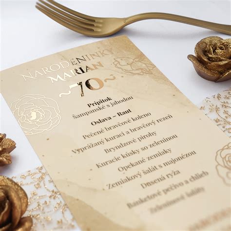 Ukážka pozvánok a menu kariet na oslavu