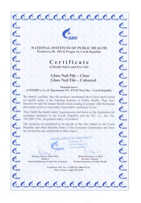 Certifikát zdravotnej nezávadnosti pre silikónové formy