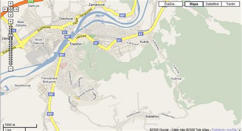 Mapa Trenčína s vyznačenými reštauráciami