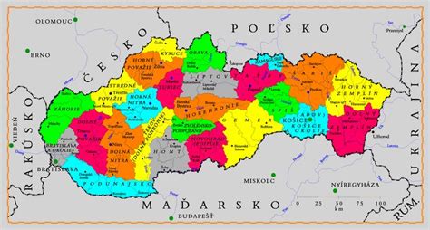 Mapa Slovenska s vyznačením regiónov, kde sú populárne rôzne typy časopisov