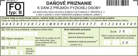 Štruktúra daňového priznania typ B