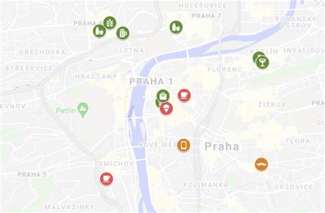 Mapa odporúčaných pražských reštaurácií na obed