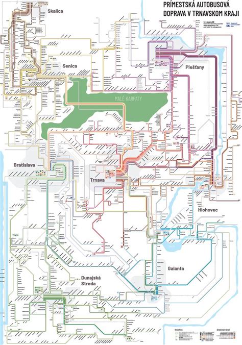 Mapa autobusových liniek v regióne Zemplína